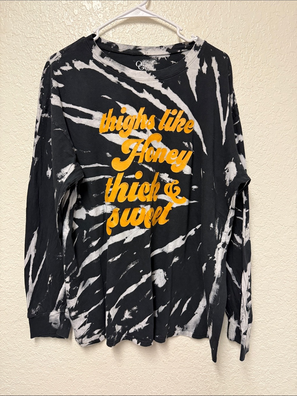 OG Organic Generation “ Thighs Like Honey” Tie-Dye Long Sleeve Tee Size Medium